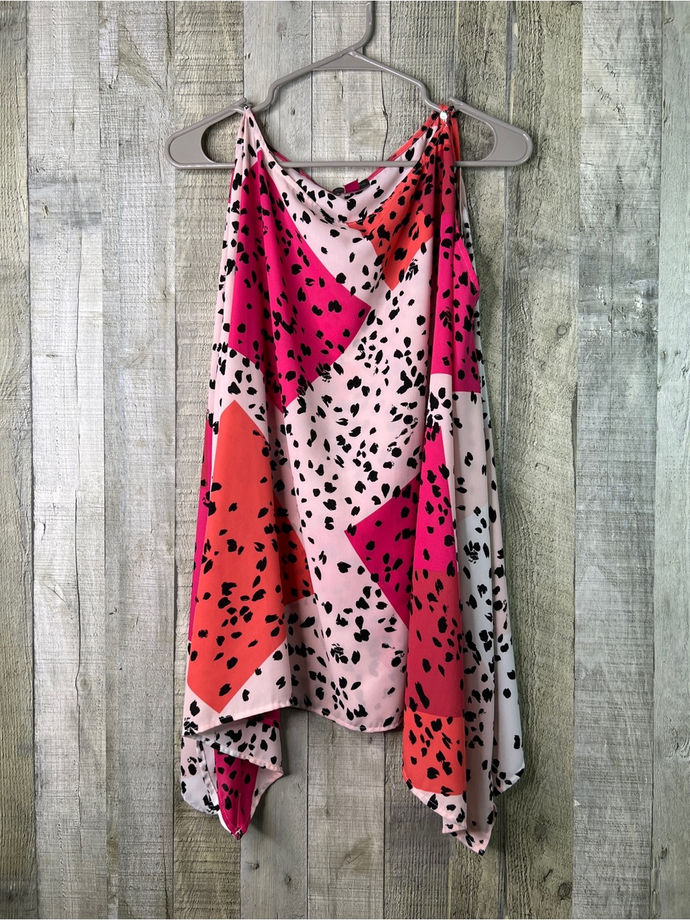 Vince Camuto Medium Sharkbite Multicolored Pink & Black Overpiece Open Sides Top